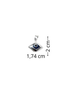 Diamond-shaped silver pendant with blue eye 2