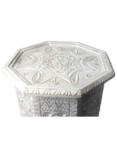 White Carved Cedar Side Table