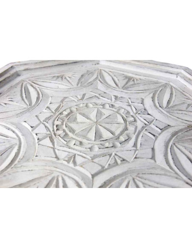 Table d'appoint en cèdre sculpté blanc