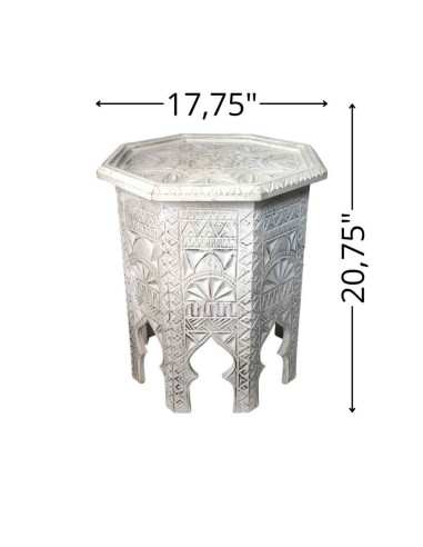 White Carved Cedar Side Table