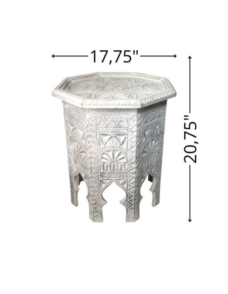 Table d'appoint en cèdre sculpté blanc