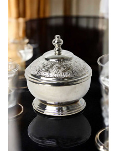 Moroccan Silver-Plated Copper Sugar Bowl – Small 2