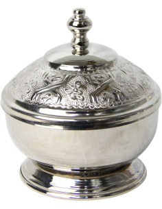 Moroccan Silver-Plated Copper Sugar Bowl – Large