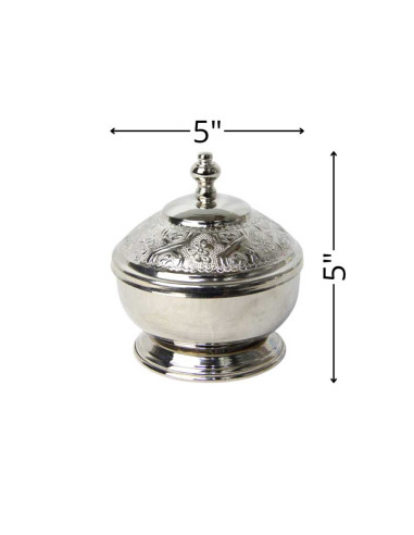 Moroccan Silver-Plated Copper Sugar Bowl – Large