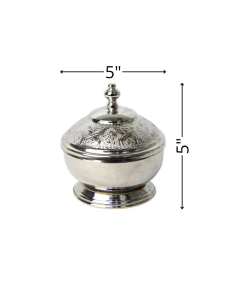 Moroccan Silver-Plated Copper Sugar Bowl – Large