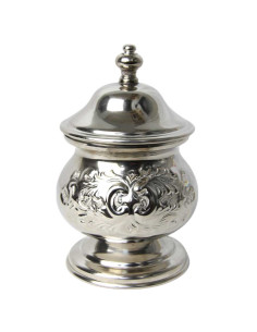 Sucrier marocain en cuivre argenté – Élancé, 12,5 cm