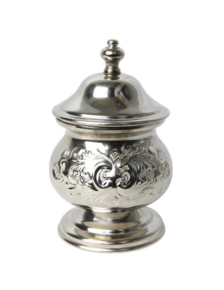 Sucrier marocain en cuivre argenté – Élancé, 12,5 cm