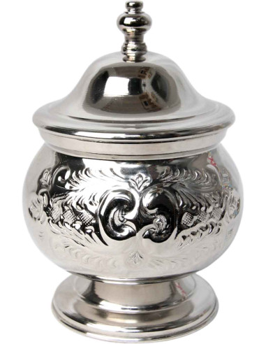Moroccan Silver-Plated Copper Sugar Bowl – Tall