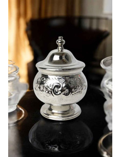 Moroccan Silver-Plated Copper Sugar Bowl – Tall 2