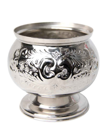 Moroccan Silver-Plated Copper Sugar Bowl – Tall