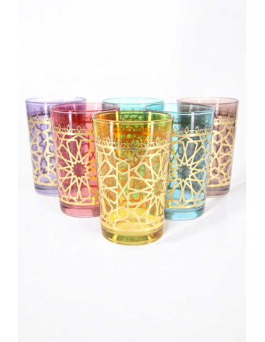 Six Berber tea glasses pattern 2