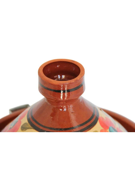 Tajine marocain en terre cuite 28 cm (11 po) – 2 à 3 personnes, fleurs et feuillage