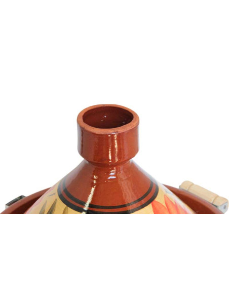Hand-Painted Moroccan Clay Tagine 33 cm (13 in) – Serves 6 to 8, Large Flower