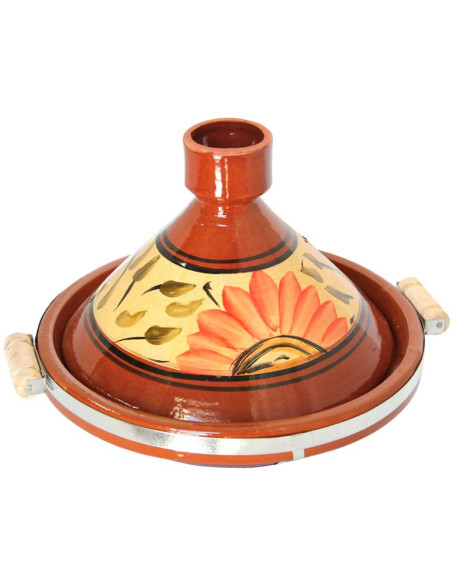 Tajine marocain en terre cuite 33 cm (13 po) – 6 à 8 personnes, grande fleur