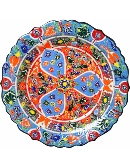 Colourful Turkish plate with raised petals