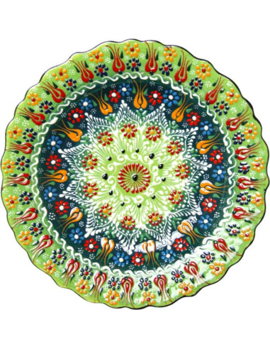 Assiette turque 10 po vert anis à mandala en...