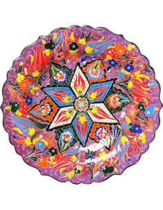 Assiette turque 10 po violette à étoile multicolore