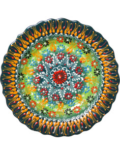 10 in Turkish plate, dark green with flames and mandala