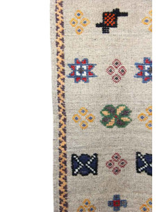 Tapis en laine gris à motifs berbères bleus et verts,... 2