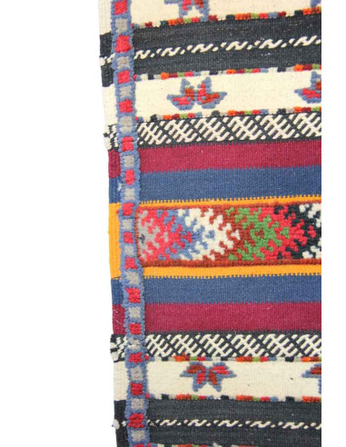 Wool rug with multicolour stripes and diamonds,...