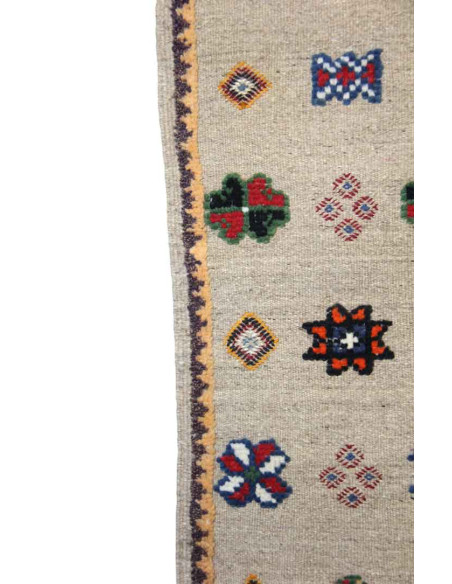Wool rug in grey with stars and Berber motifs, 24.5 x 41 in