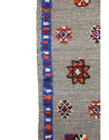 Tapis en laine gris à bordure bleue et étoiles,...