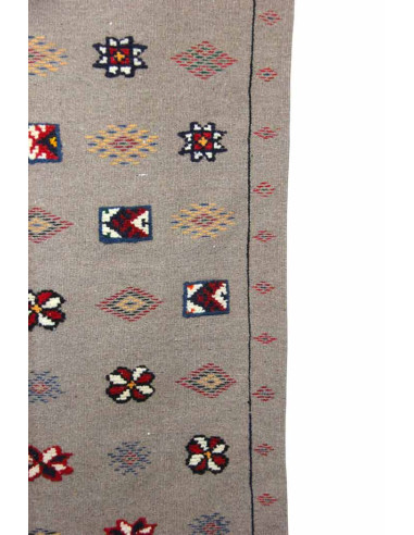 Tapis en laine gris à rangées de motifs...