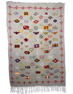 Tapis en laine gris à motifs berbères multicolores, 39,5...