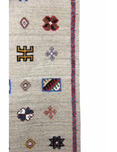 Tapis en laine gris à bordure violette et motifs... 2