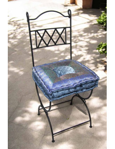 Wrought iron chair with lavender blue cushion 2