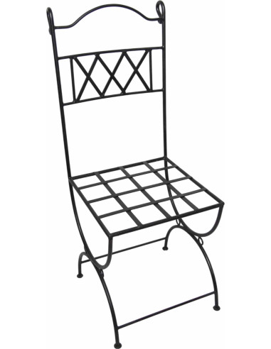Chaise en fer forgé avec coussin violet