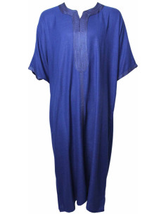 Djellaba pour homme à manches courtes, bleu roi