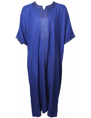 Men's short-sleeve djellaba, royal blue