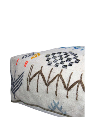 White wool floor cushion with Berber patterns