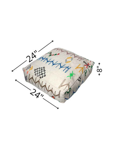 White wool floor cushion with Berber patterns
