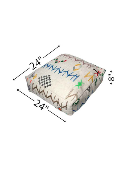 White wool floor cushion with Berber patterns