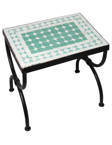 Table marocaine en zellige blanc et vert, 3...