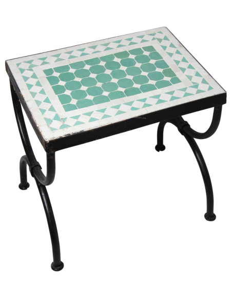 Table marocaine en mosaïque blanc et vert
