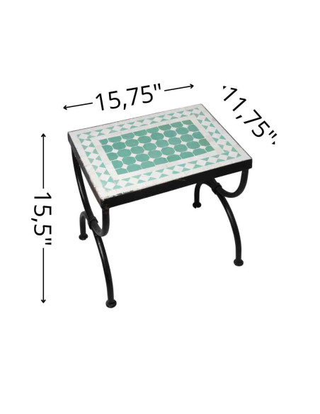 Table marocaine en mosaïque blanc et vert