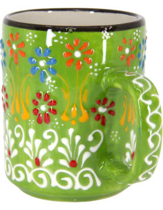Tasse turque verte à fleurs en relief 2