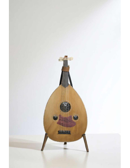 Oud (luth oriental) en bois clair à plaque bordeaux