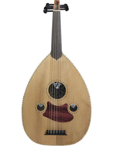 Natural wood oud (oriental lute), black...