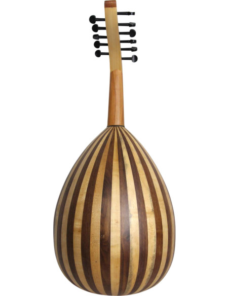 Natural wood oud (oriental lute), black rosette, model A