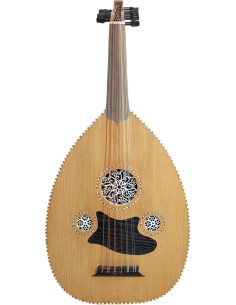 Oud (luth oriental) à rosace blanche et plaque noire