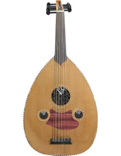 Natural wood oud (oriental lute), black rosette, model B