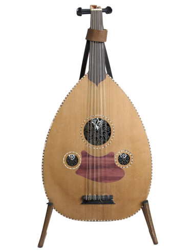 Natural wood oud (oriental lute), black...