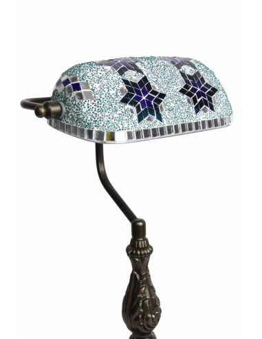 Turkish Turquoise Mosaic Banker's Lamp with...