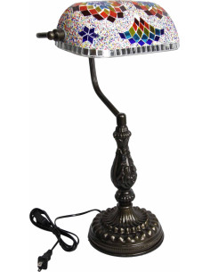 Lampe de banquier turque en mosaïque multicolore à rosaces 2