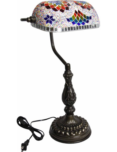 Turkish Multicolor Mosaic Banker's Lamp with...