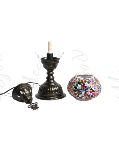 Lampe turque en mosaïque à carreaux colorés, 15 po